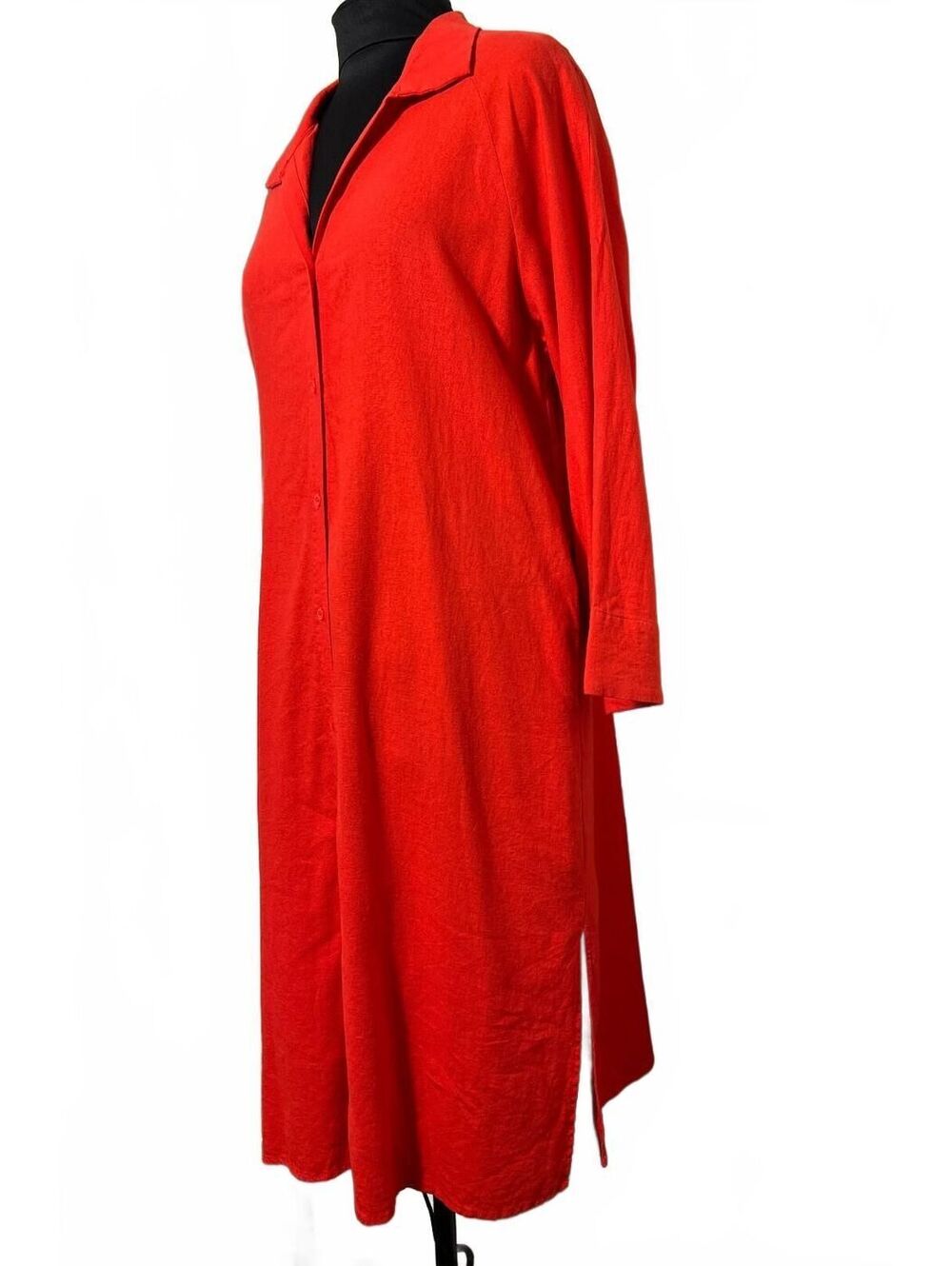 Haute Hippie Red Long Button-Up Shirt Dress Size L